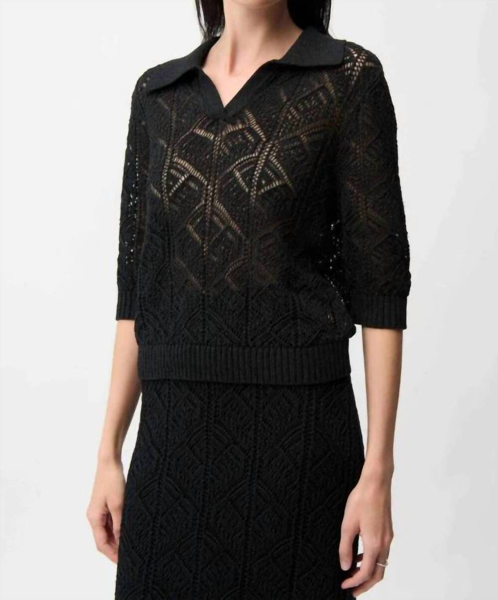 NEW JOSEPH RIBKOFF cotton blend open stitch sweater in black